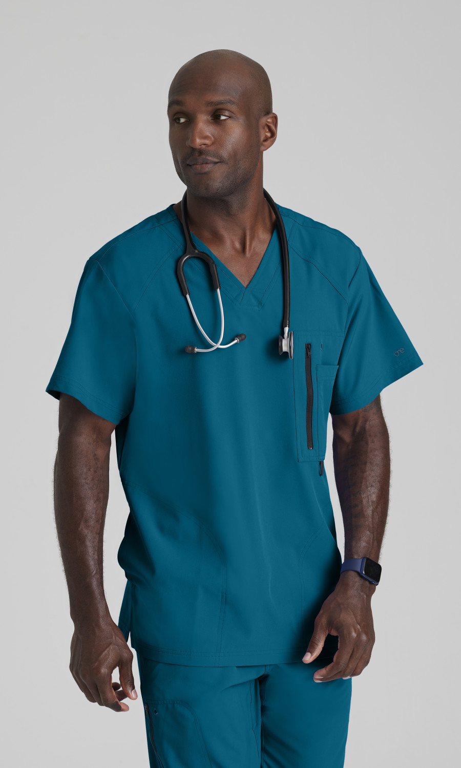 Barco One Amplify Top-5 Pocket Men's V-Neck Scrub Top