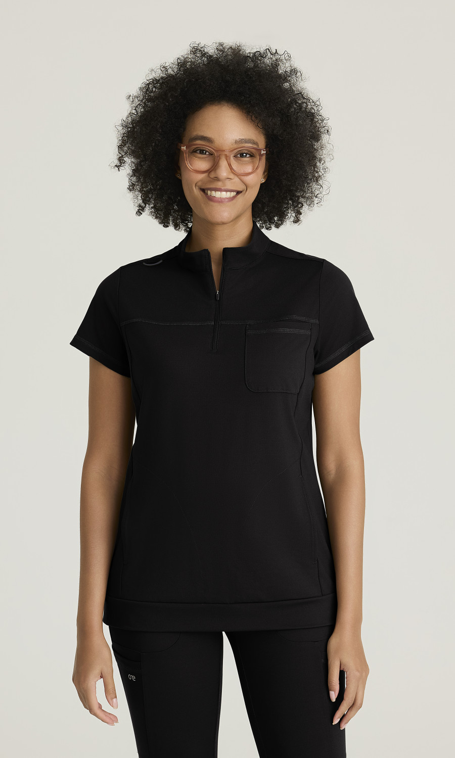 Barco One Performance Knit Women's 3 Pocket Mock Neck Banded Bottom Top