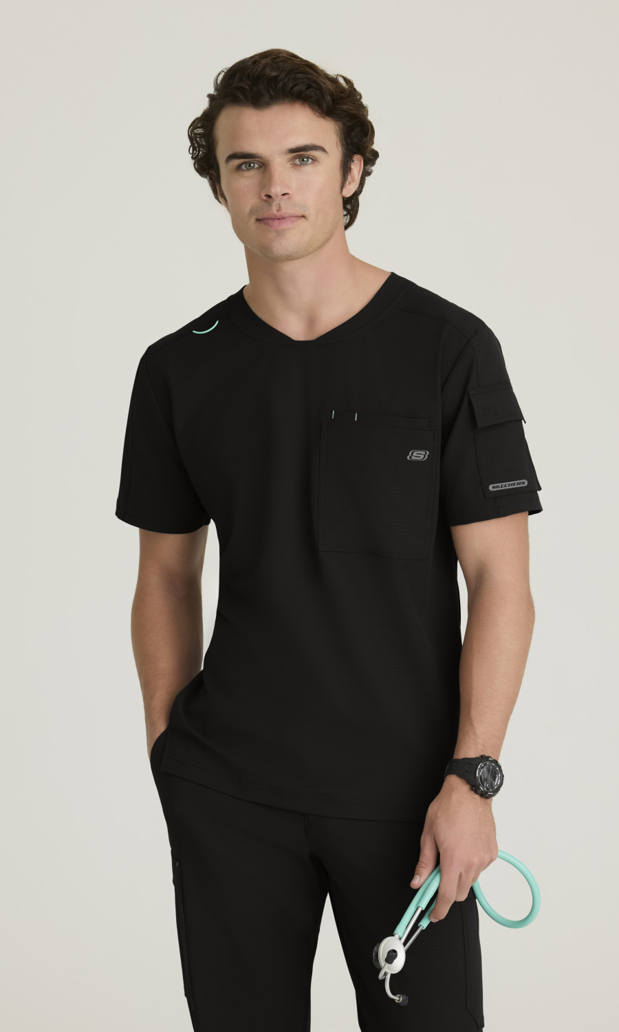 Skechersâ„¢ by Barco Ripstop Men's 3 Pocket Round Neck High-Low Hem Top