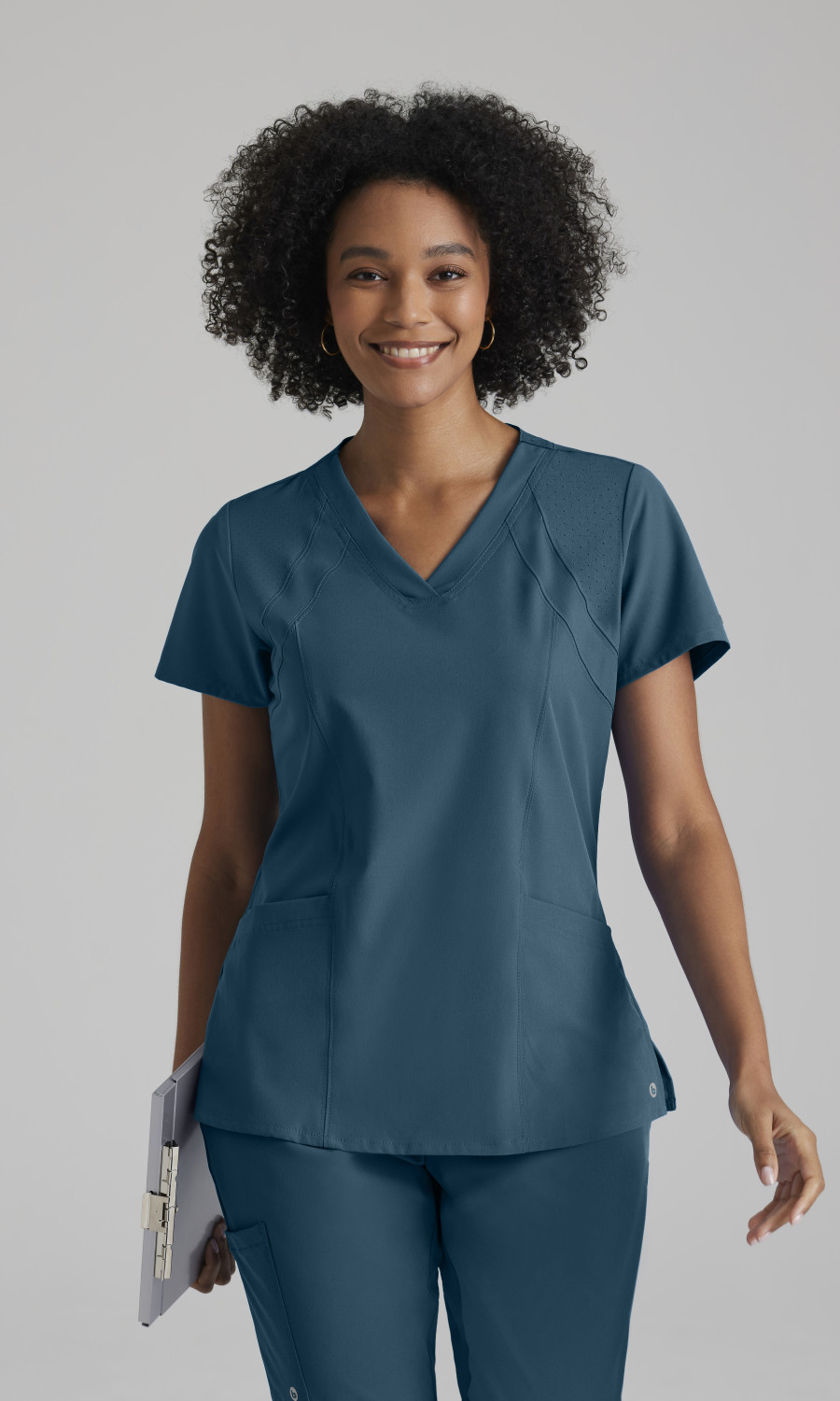 Barco One Racer Top-4 Pocket V-Neck Breathable Scrub Top