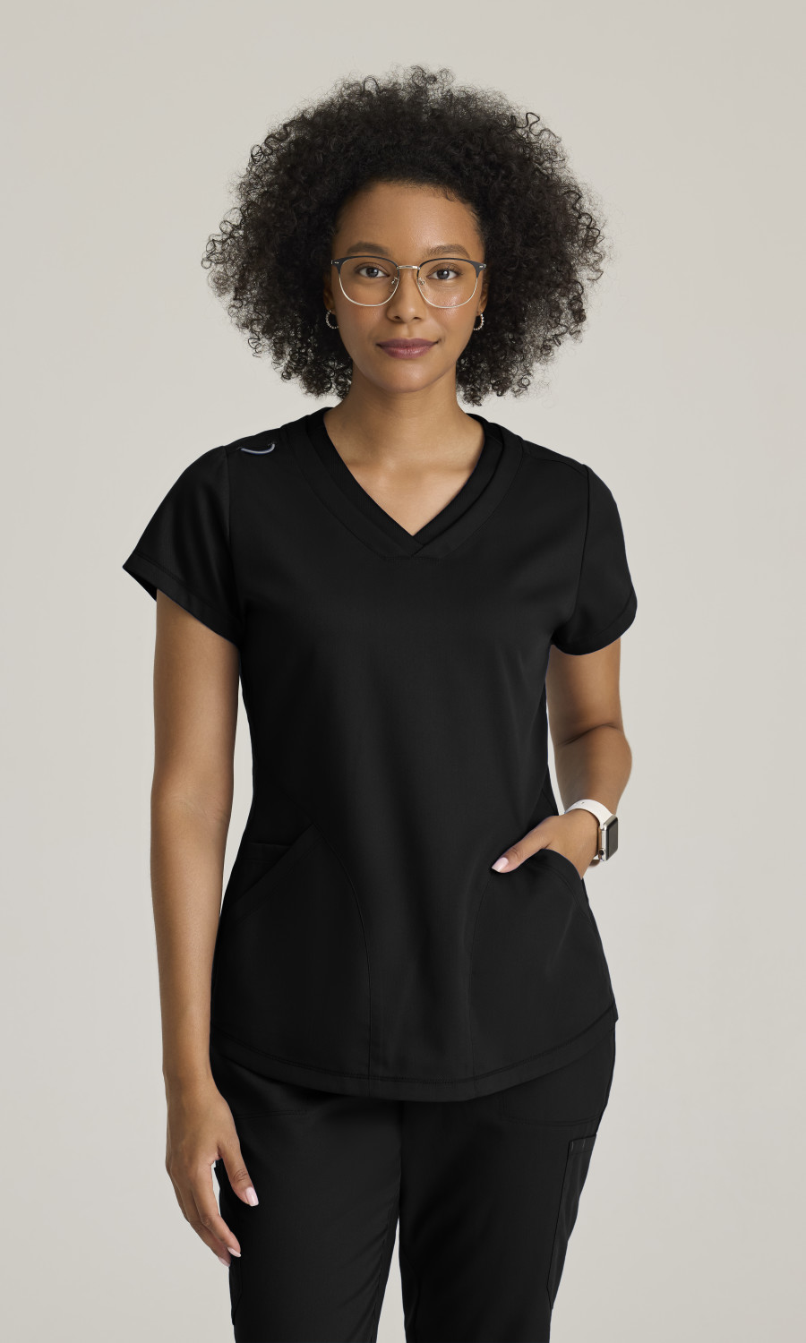 Greys Anatomy Classic Grey's Anatomy Classic Evelyn Women's 3-Pocket Double Banded V-Neck Top