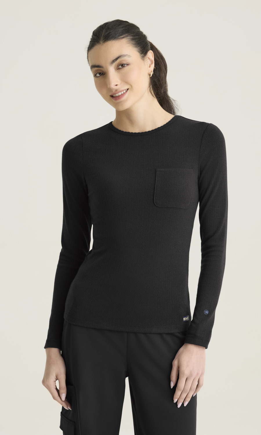 Grey's Anatomy Cultivate Grey's Anatomyâ„¢ by Barco Cultivate Women's 1-Pocket Crew Neck Long Sleeve Tee