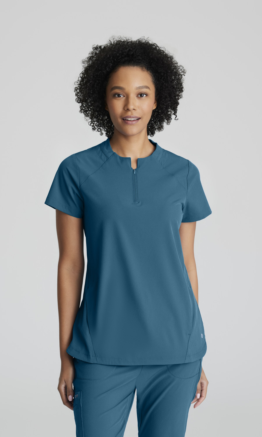 Barco One Women's 2 Pocket Banded Zip Collar Top