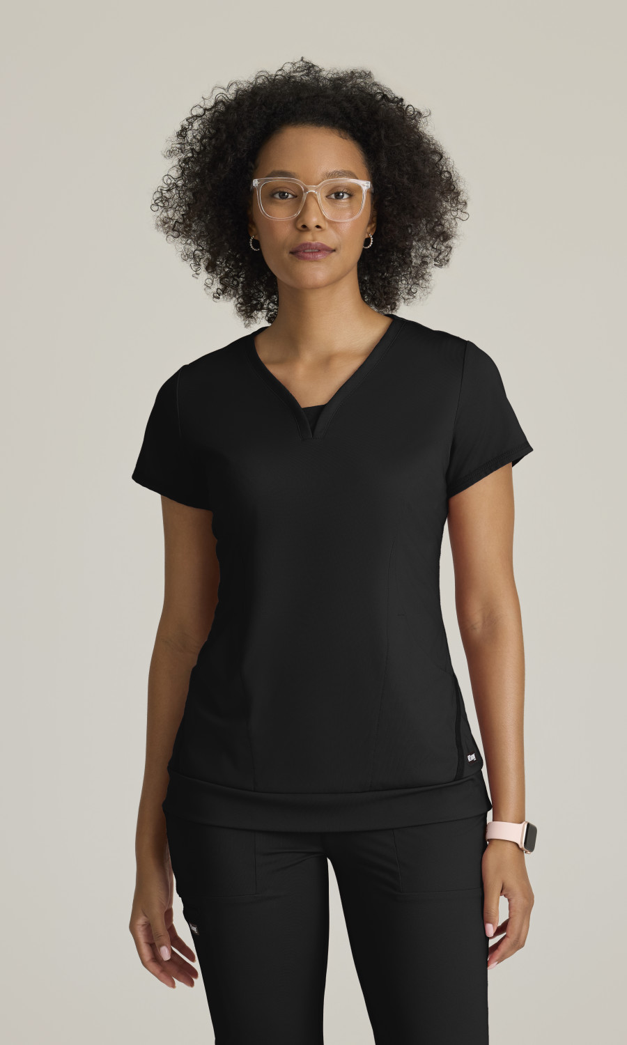 Grey's Anatomyâ„¢ by Barco Knit Stretch Grey's Anatomy Knit Stretch Women's Motivate 2-Pocket Cap Sleeve Banded Bottom Top