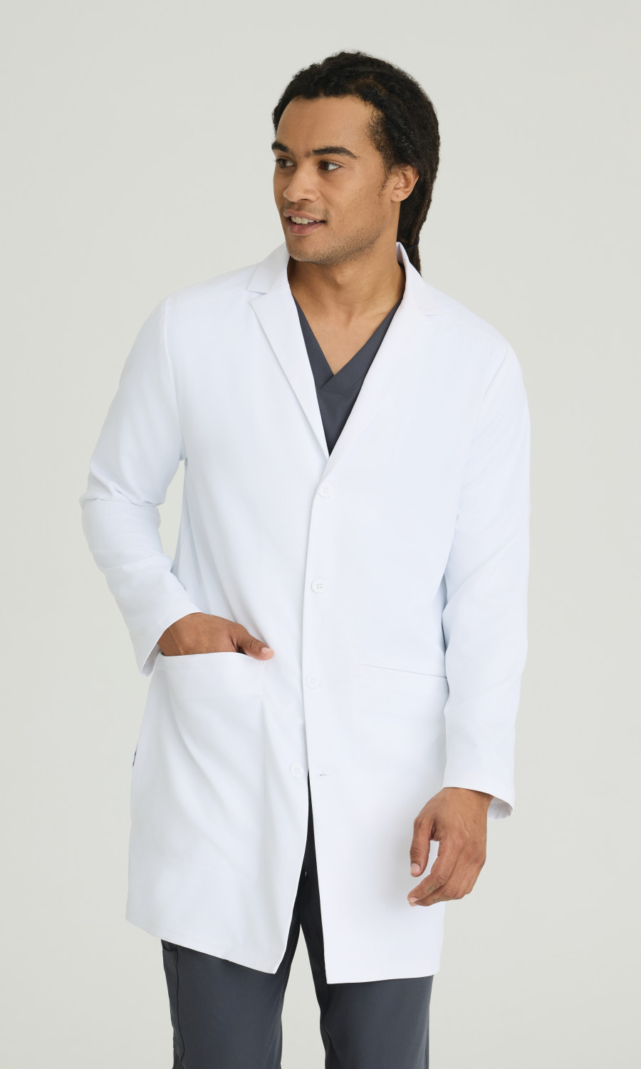 Skechers by Barco Men's 3 Pocket 36" 4-Button Lab Coat