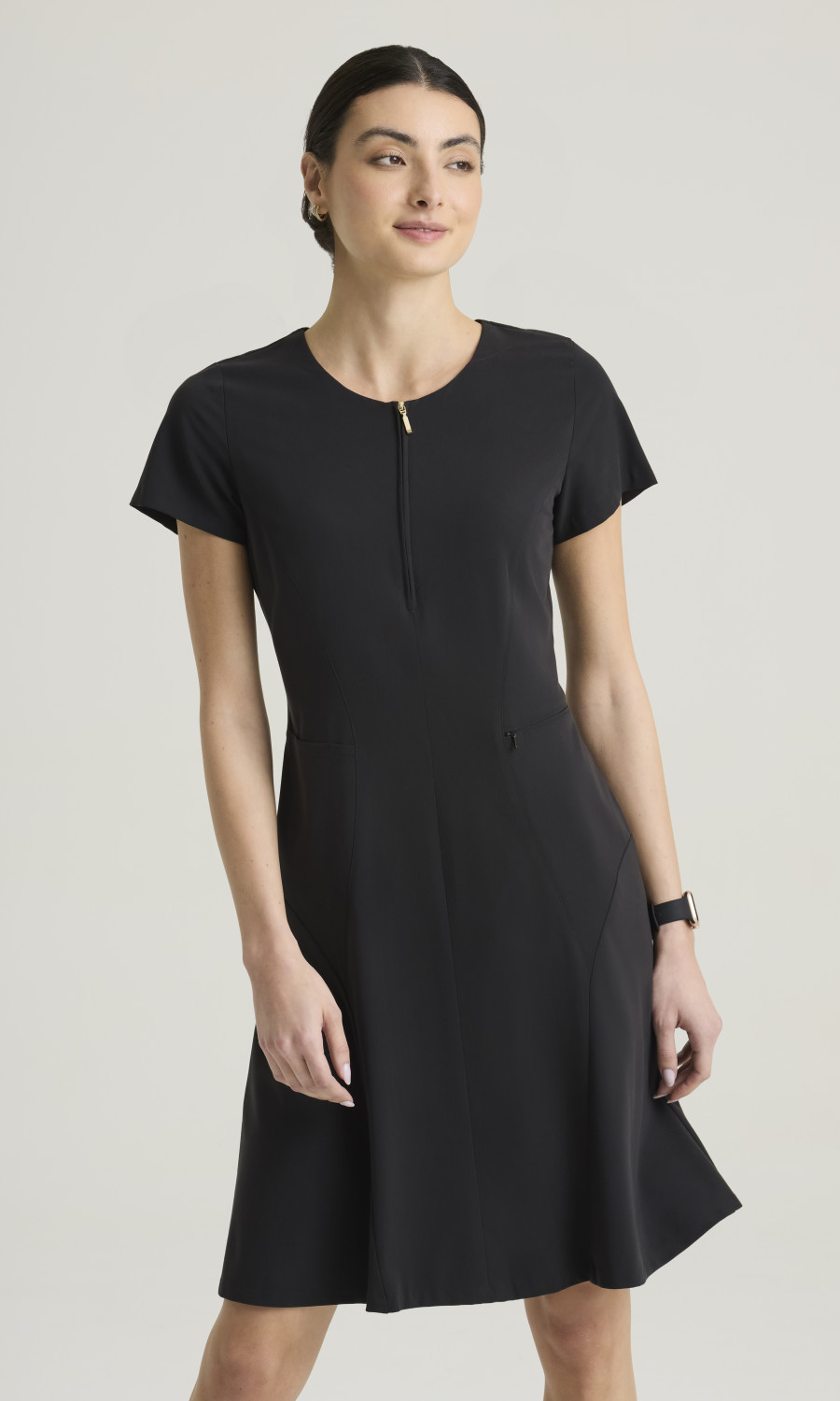 Grey's Anatomy Cultivate Grey's Anatomyâ„¢ by Barco Cultivate Women's 2-Pocket Round Neck Knee Length Dress Grey's Anatomyâ„¢ by Barco Cultivate Women's 3-Pocket Round Neck Knee Length Dress