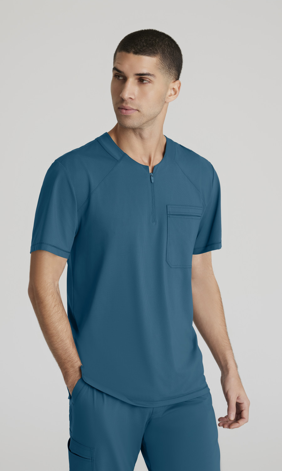 Skechers Slip-ins Men's Single Pocket Curved Neck Scrub Top