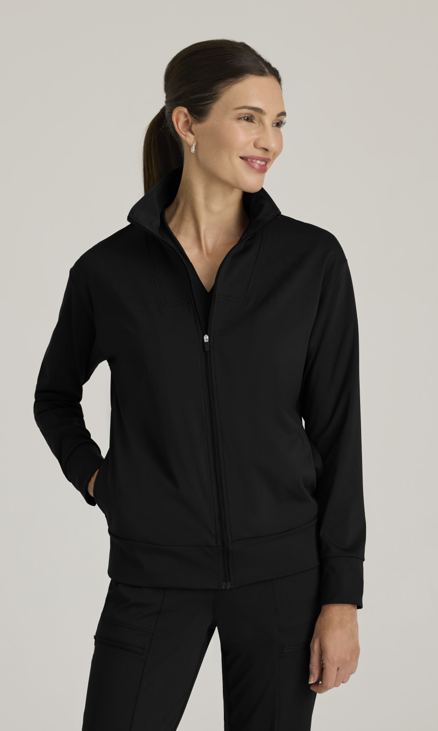 Grey's Anatomyâ„¢ by Barco Knit Stretch Grey's Anatomy Knit Stretch Women's Ease 4-Pocket Drop-Shoulder Warm-up Jacket Grey's Anatomy by Barco Knit Stretch Women's Ease 4-Pocket Drop-Shoulder Warm-up Jacket