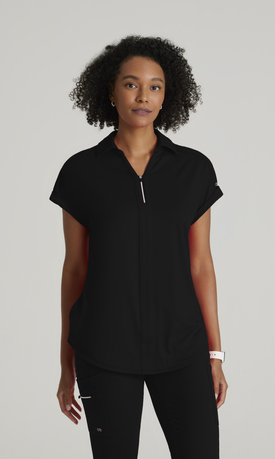 Barco One Performance Knit Women's Heathered 2 Pocket Zip Neck Dolman Top
